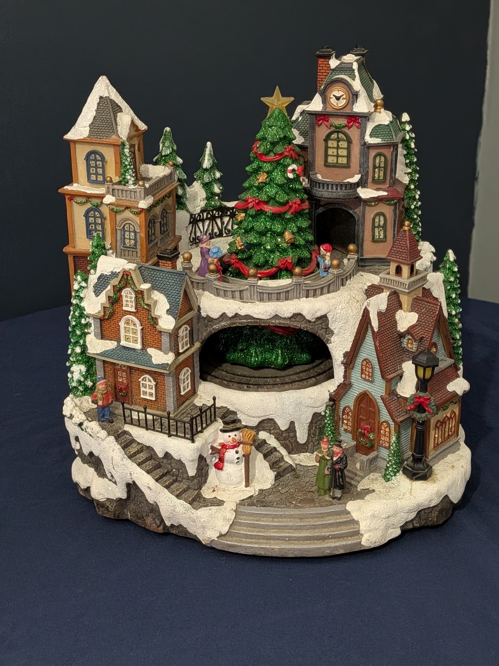 Holiday Village Christmas Tree Scene Figurine